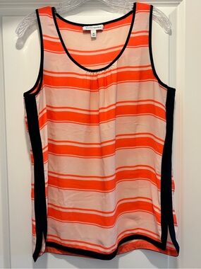 Banana Republic Orange and Cream Striped Tank with Black Trim